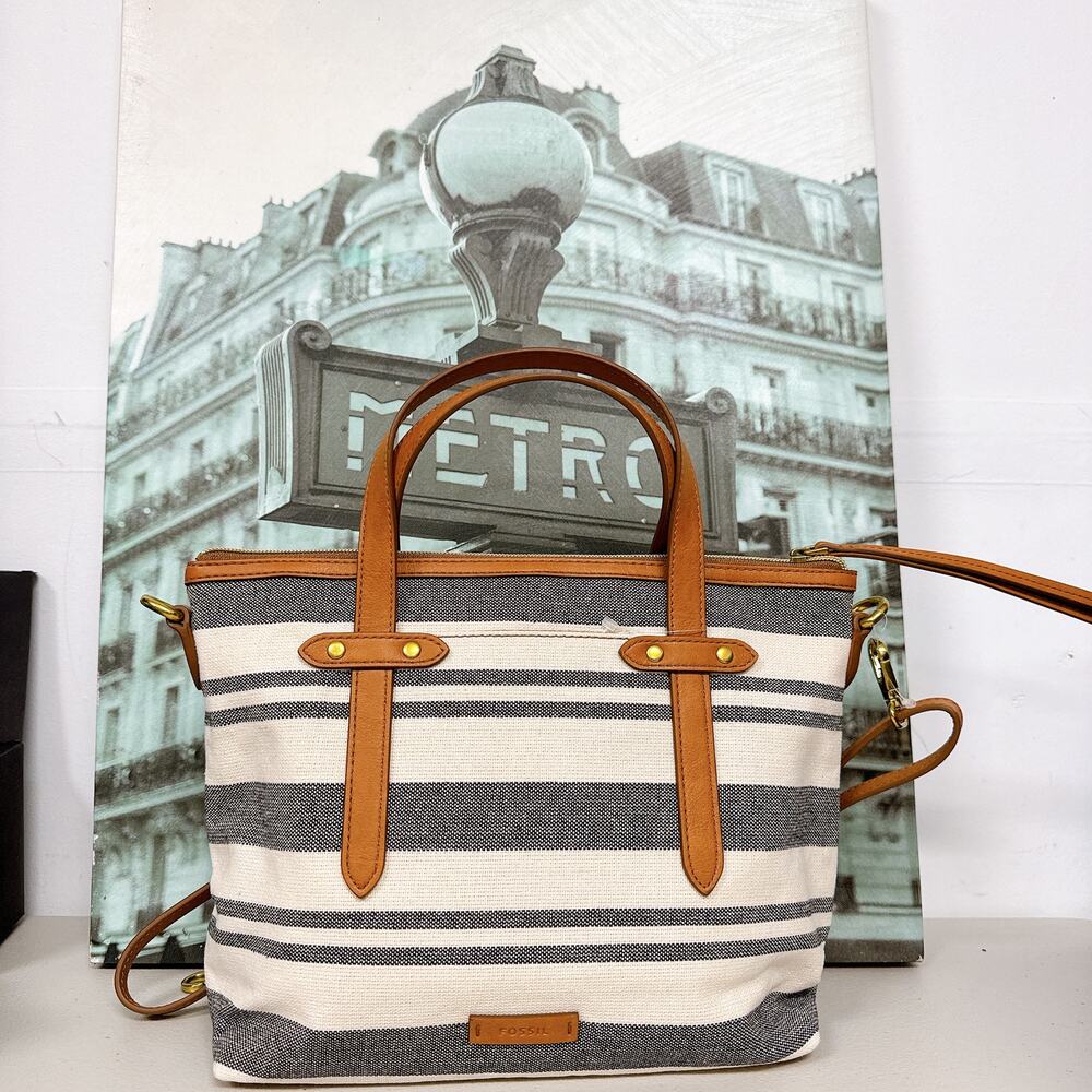 Fossil SHB2405558 Felicity Neutral Stripe Crossbody Satchel